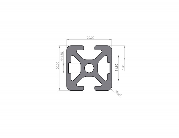 Aluminum profile 20x20 groove 5 I-type 2N180